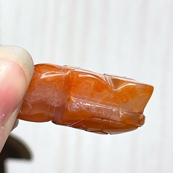 Carnelian banded agate turtle carving pendant necklace silver plated crystal dru - Picture 7 of 9